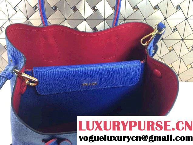 Prada Saffiano Cuir Leather Tote Bag B2756T Ink Blue 2014