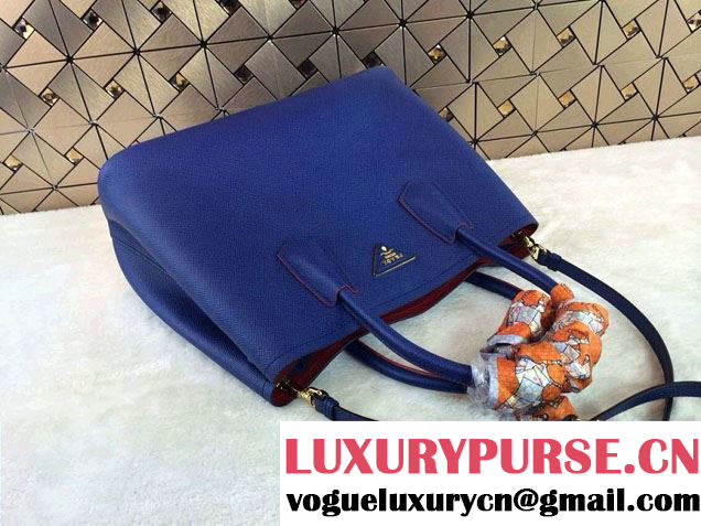 Prada Saffiano Cuir Leather Tote Bag B2756T Ink Blue 2014