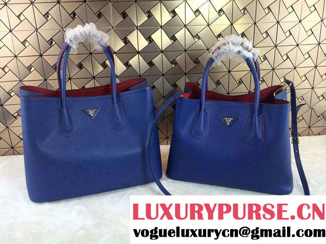 Prada Saffiano Cuir Leather Tote Bag B2756T Ink Blue 2014