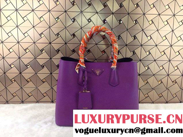 Prada Saffiano Cuir Leather Tote Bag B2756T Purple 2014