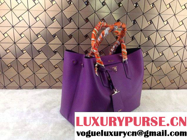 Prada Saffiano Cuir Leather Tote Bag B2756T Purple 2014