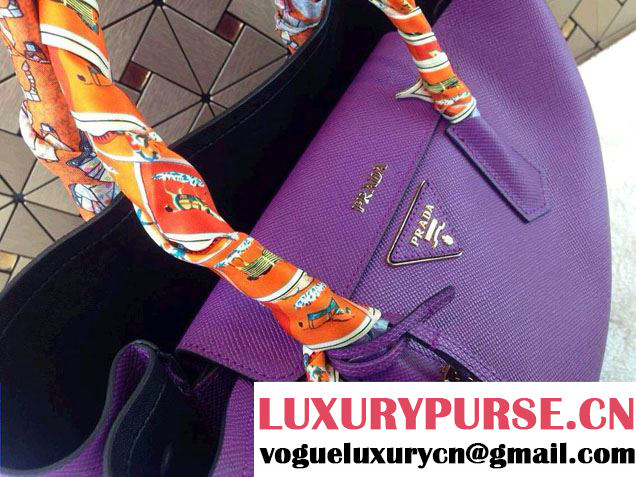 Prada Saffiano Cuir Leather Tote Bag B2756T Purple 2014