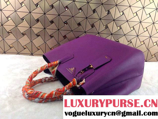 Prada Saffiano Cuir Leather Tote Bag B2756T Purple 2014