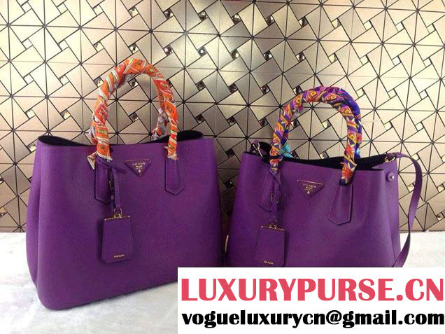 Prada Saffiano Cuir Leather Tote Bag B2756T Purple 2014
