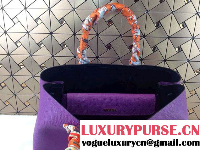 Prada Saffiano Cuir Leather Tote Bag B2756T Purple 2014