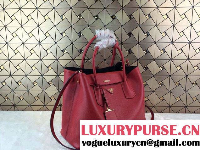 Prada Saffiano Cuir Leather Tote Bag B2756T Red 2014