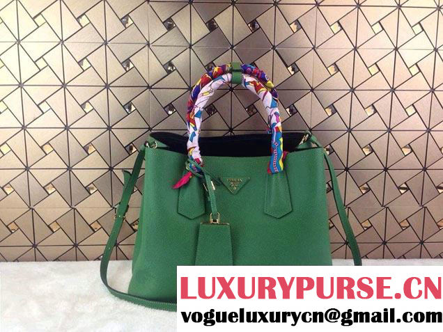 Prada Saffiano Cuir Leather Tote Bag B2756T Green 2014