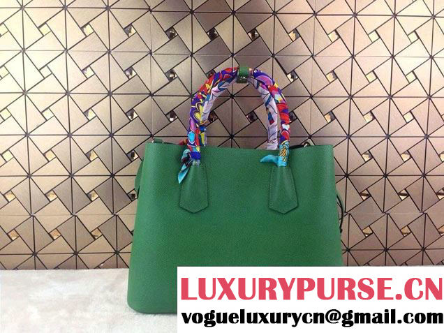 Prada Saffiano Cuir Leather Tote Bag B2756T Green 2014