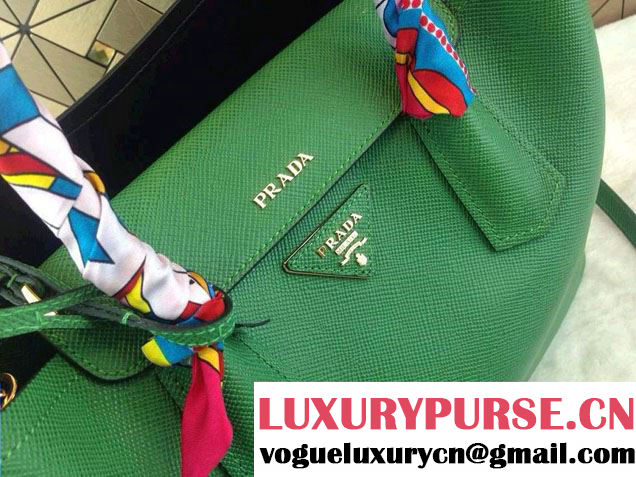 Prada Saffiano Cuir Leather Tote Bag B2756T Green 2014