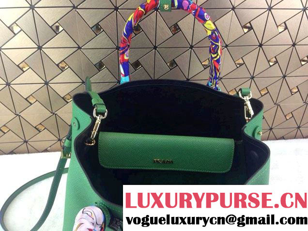 Prada Saffiano Cuir Leather Tote Bag B2756T Green 2014