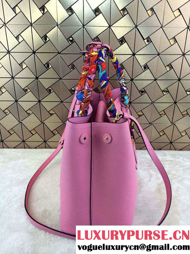 Prada Saffiano Cuir Leather Tote Bag B2756T Pink 2014