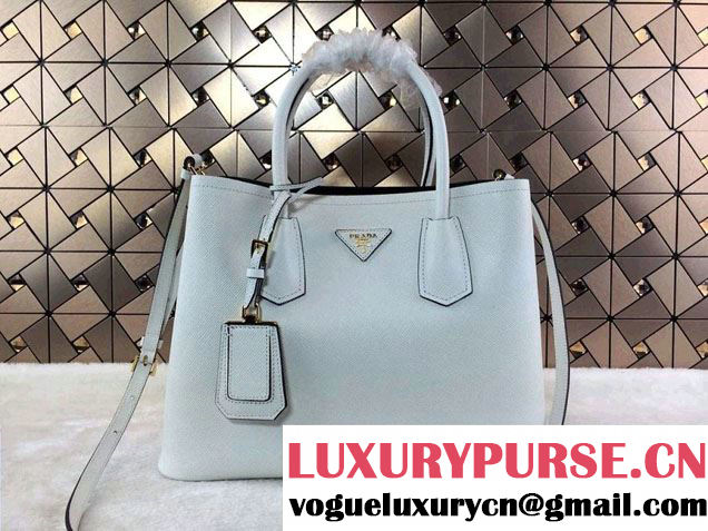 Prada Saffiano Cuir Leather Tote Bag B2756T White 2014