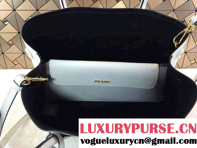 Prada Saffiano Cuir Leather Tote Bag B2756T White 2014