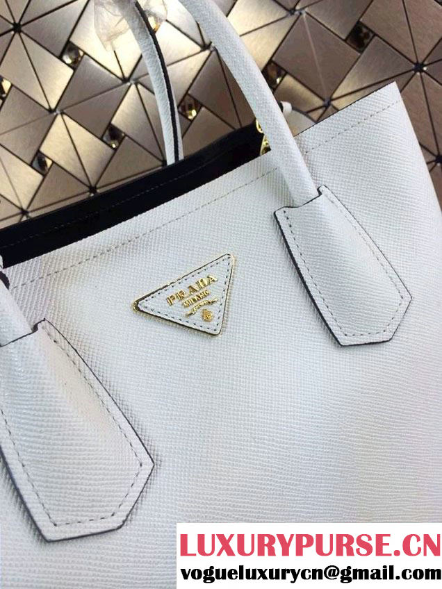 Prada Saffiano Cuir Leather Tote Bag B2756T White 2014