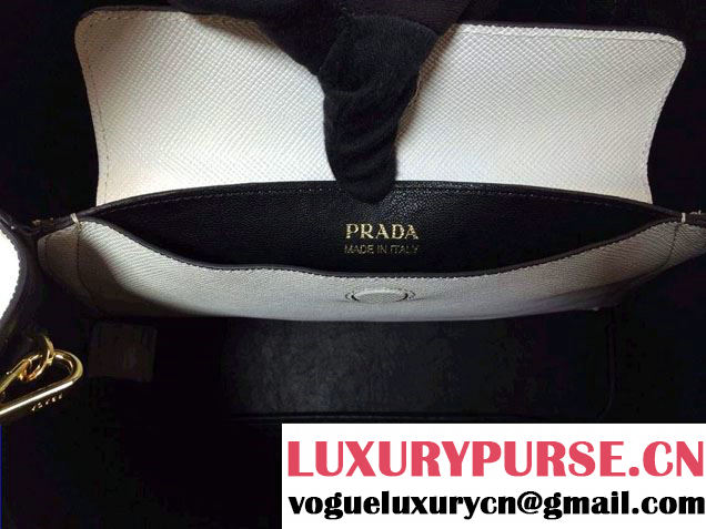 Prada Saffiano Cuir Leather Tote Bag B2756T White 2014