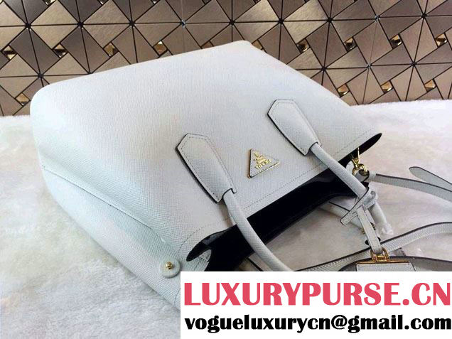 Prada Saffiano Cuir Leather Tote Bag B2756T White 2014