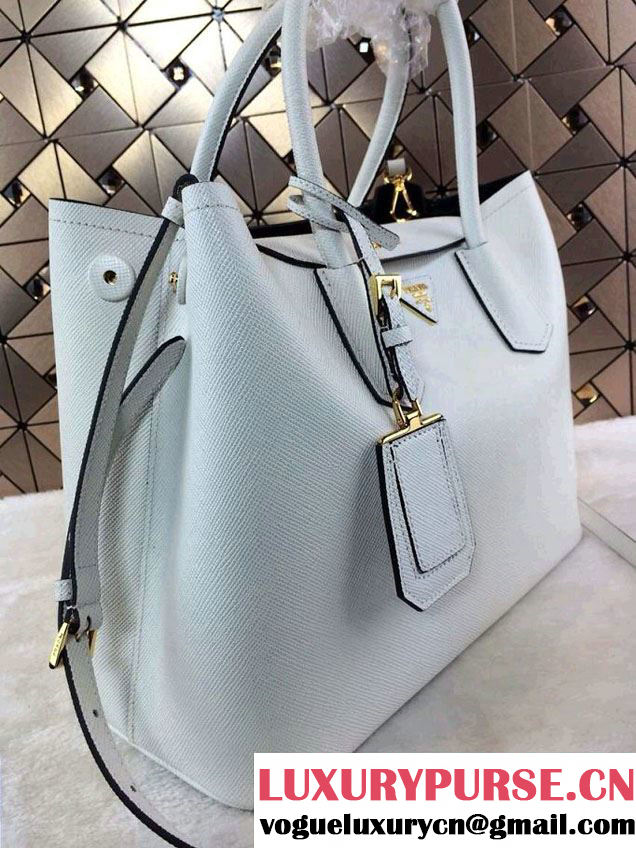 Prada Saffiano Cuir Leather Tote Bag B2756T White 2014