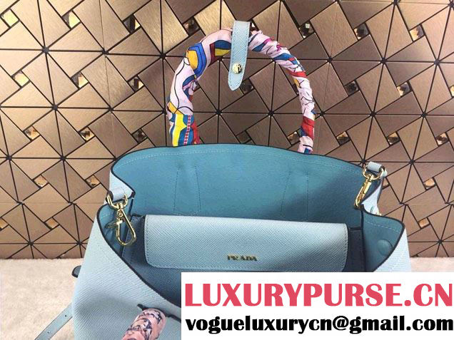 Prada Saffiano Cuir Leather Tote Bag B2756T Lake Blue 2014