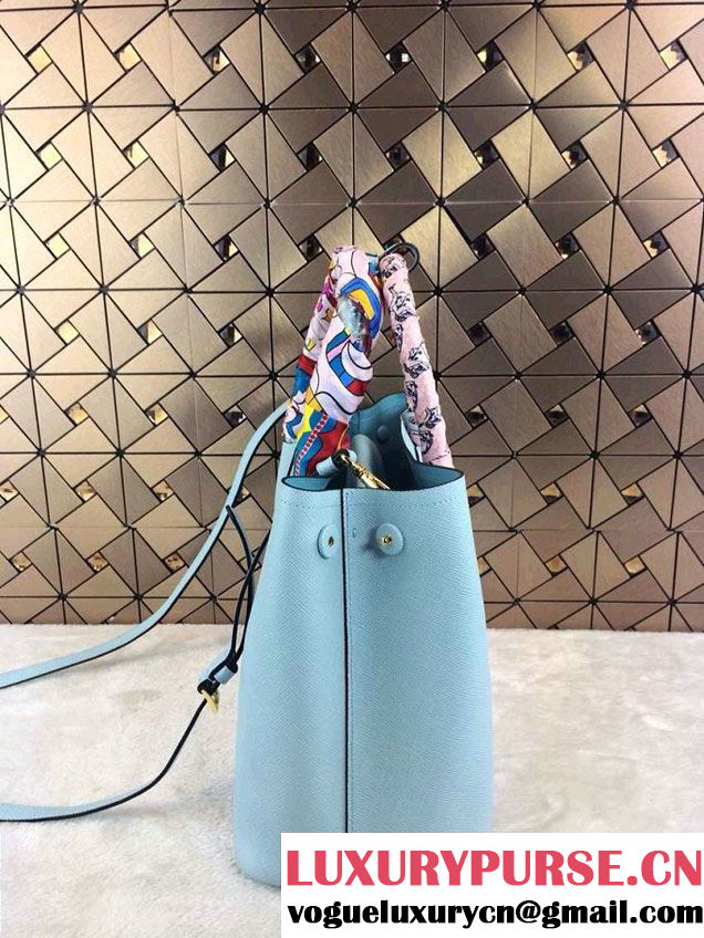 Prada Saffiano Cuir Leather Tote Bag B2756T Lake Blue 2014