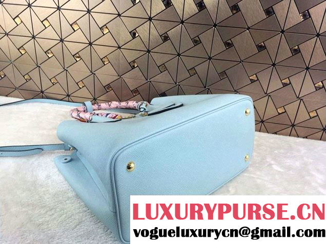 Prada Saffiano Cuir Leather Tote Bag B2756T Lake Blue 2014