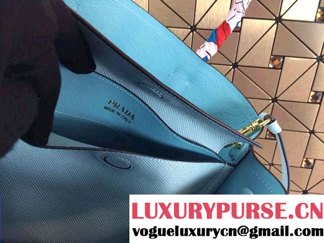 Prada Saffiano Cuir Leather Tote Bag B2756T Lake Blue 2014