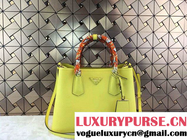 Prada Saffiano Cuir Leather Tote Bag B2756T Yellow 2014