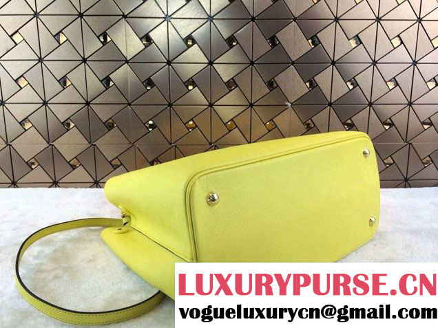 Prada Saffiano Cuir Leather Tote Bag B2756T Yellow 2014