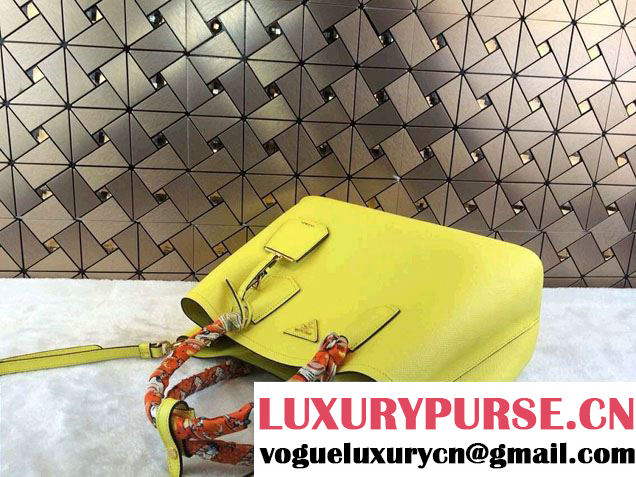 Prada Saffiano Cuir Leather Tote Bag B2756T Yellow 2014