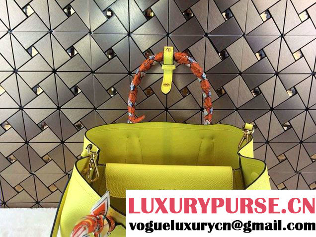 Prada Saffiano Cuir Leather Tote Bag B2756T Yellow 2014