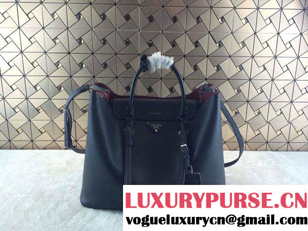 Prada Saffiano Cuir Leather Tote Bag BN2820 Black 2014