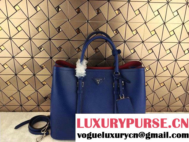 Prada Saffiano Cuir Leather Tote Bag BN2820 Ink Blue 2014