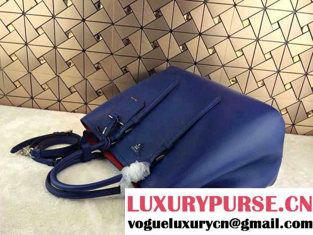 Prada Saffiano Cuir Leather Tote Bag BN2820 Ink Blue 2014