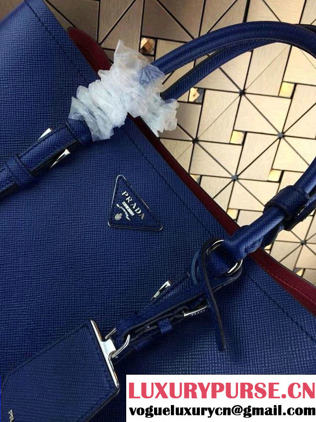 Prada Saffiano Cuir Leather Tote Bag BN2820 Ink Blue 2014
