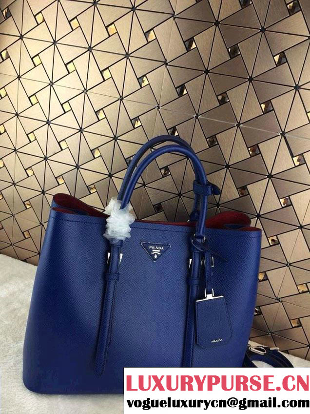 Prada Saffiano Cuir Leather Tote Bag BN2820 Ink Blue 2014