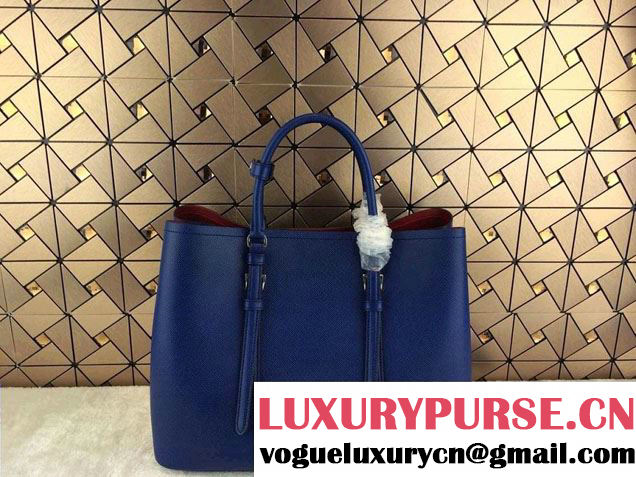 Prada Saffiano Cuir Leather Tote Bag BN2820 Ink Blue 2014