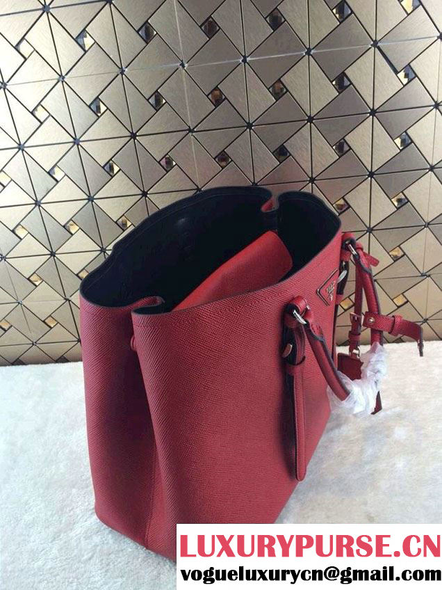 Prada Saffiano Cuir Leather Tote Bag BN2820 Red 2014