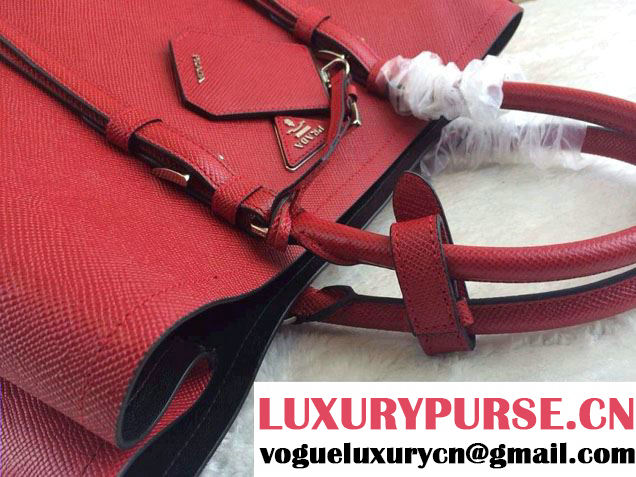Prada Saffiano Cuir Leather Tote Bag BN2820 Red 2014