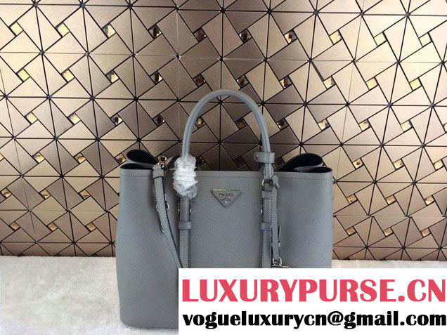 Prada Saffiano Cuir Leather Tote Bag BN2820 Grey 2014