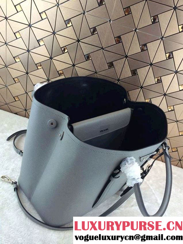 Prada Saffiano Cuir Leather Tote Bag BN2820 Grey 2014