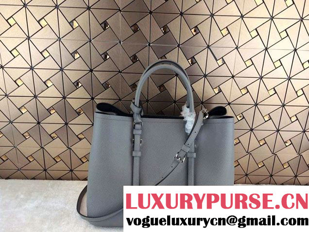 Prada Saffiano Cuir Leather Tote Bag BN2820 Grey 2014