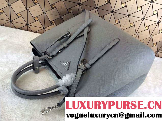 Prada Saffiano Cuir Leather Tote Bag BN2820 Grey 2014