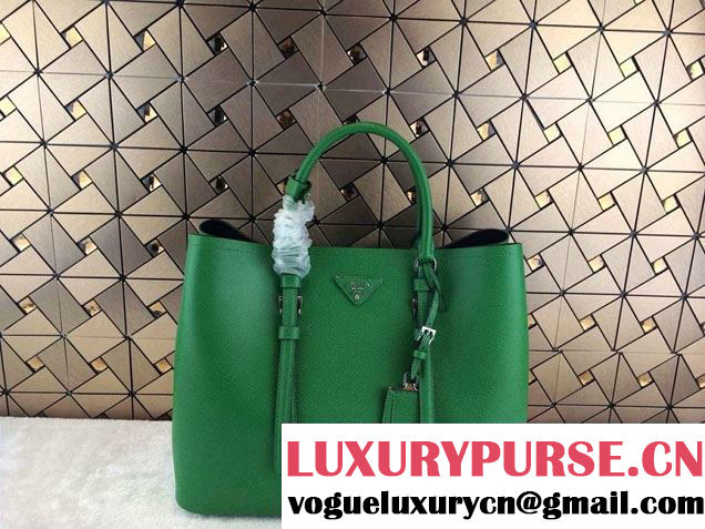 Prada Saffiano Cuir Leather Tote Bag BN2820 Green 2014