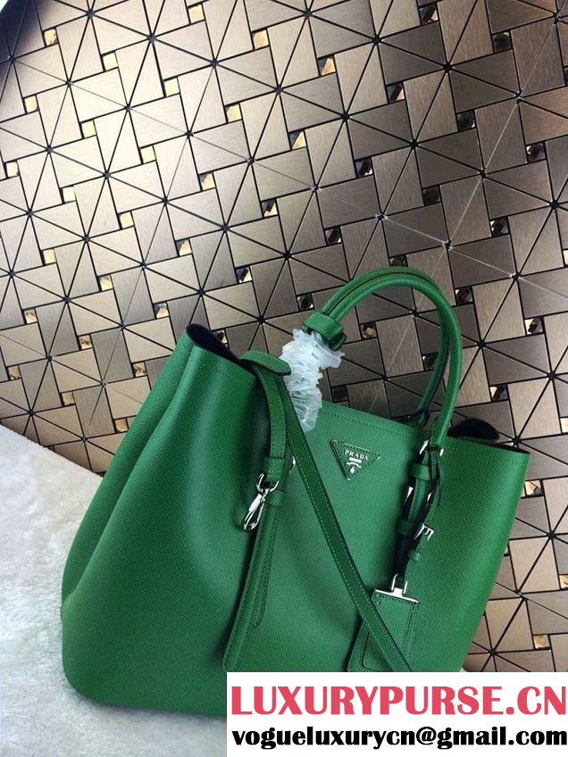 Prada Saffiano Cuir Leather Tote Bag BN2820 Green 2014
