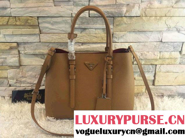 Prada Saffiano Cuir Leather Tote Small Bag BN2838 Cinnamon 2015