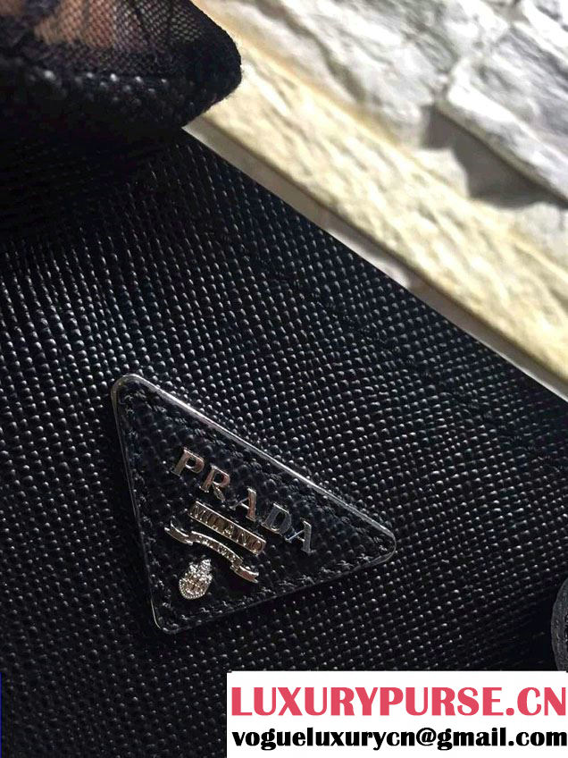 Prada Saffiano Cuir Leather Tote Small Bag BN2838 Black 2015
