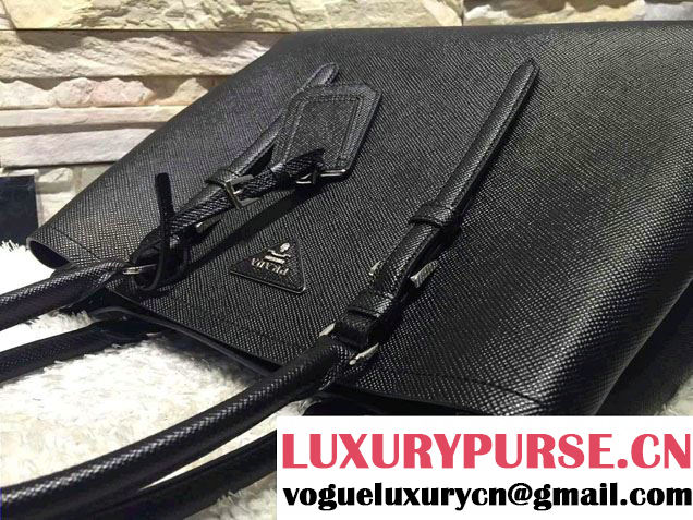 Prada Saffiano Cuir Leather Tote Small Bag BN2838 Black 2015