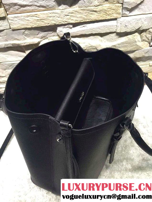 Prada Saffiano Cuir Leather Tote Small Bag BN2838 Black 2015