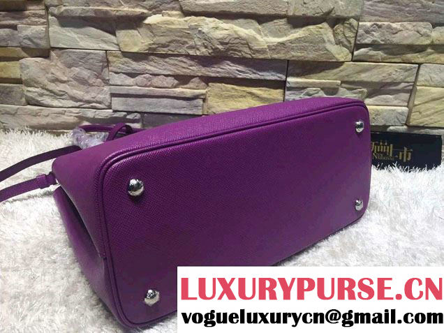 Prada Saffiano Cuir Leather Tote Small Bag BN2838 Purple 2015