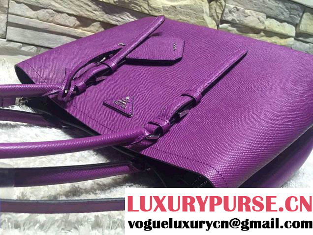 Prada Saffiano Cuir Leather Tote Small Bag BN2838 Purple 2015