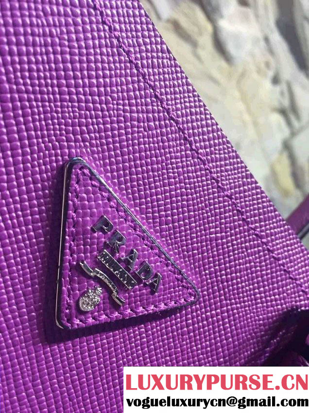 Prada Saffiano Cuir Leather Tote Small Bag BN2838 Purple 2015